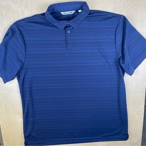 Black Clover Mens XL Golf Polo Shirt Live Lucky Black Blue Striped